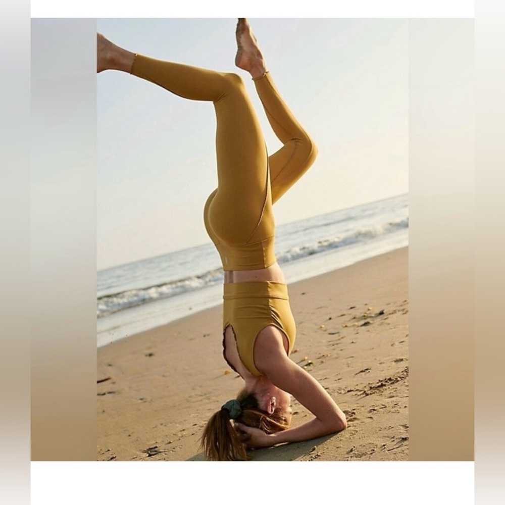 Free People Movement Mustard Ruffle Leggings…